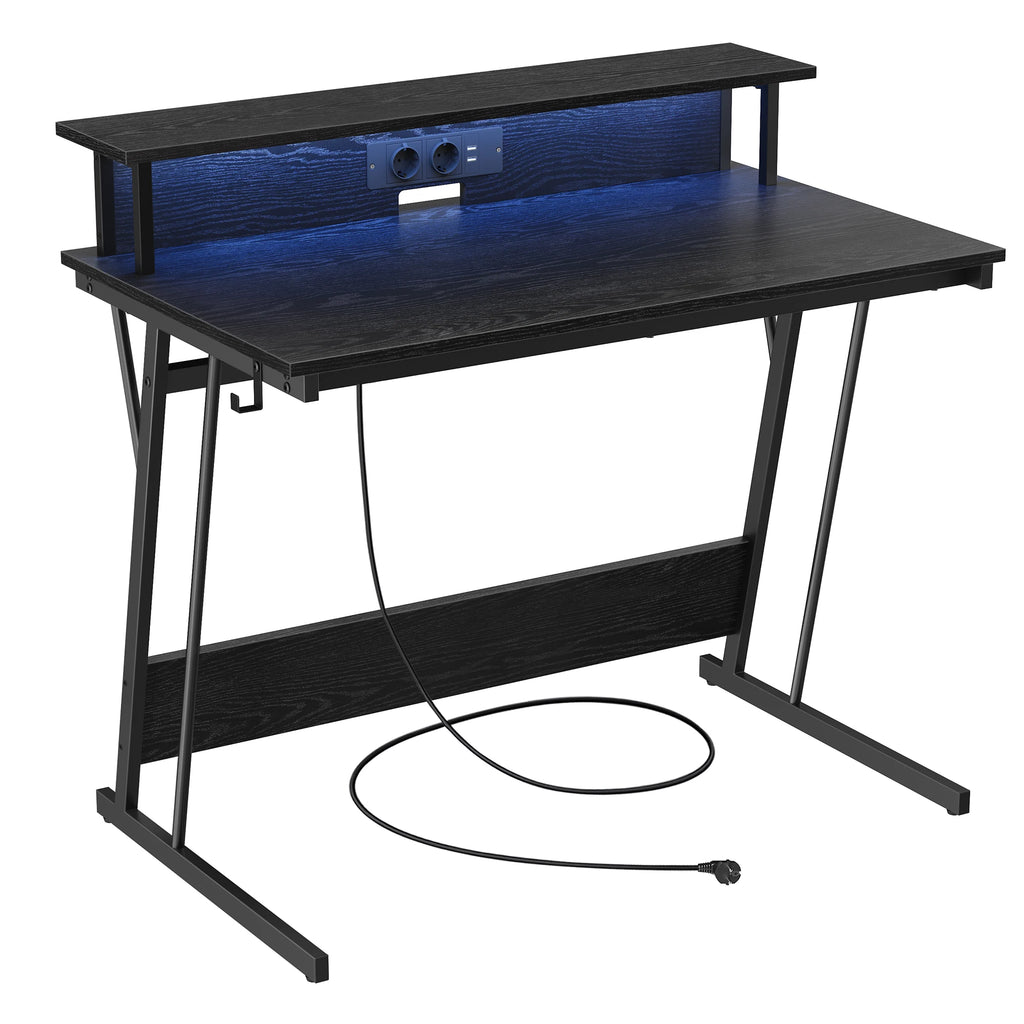 VASAGLE – Bureau Gaming LED RGB Multiprise USB 100x60cm