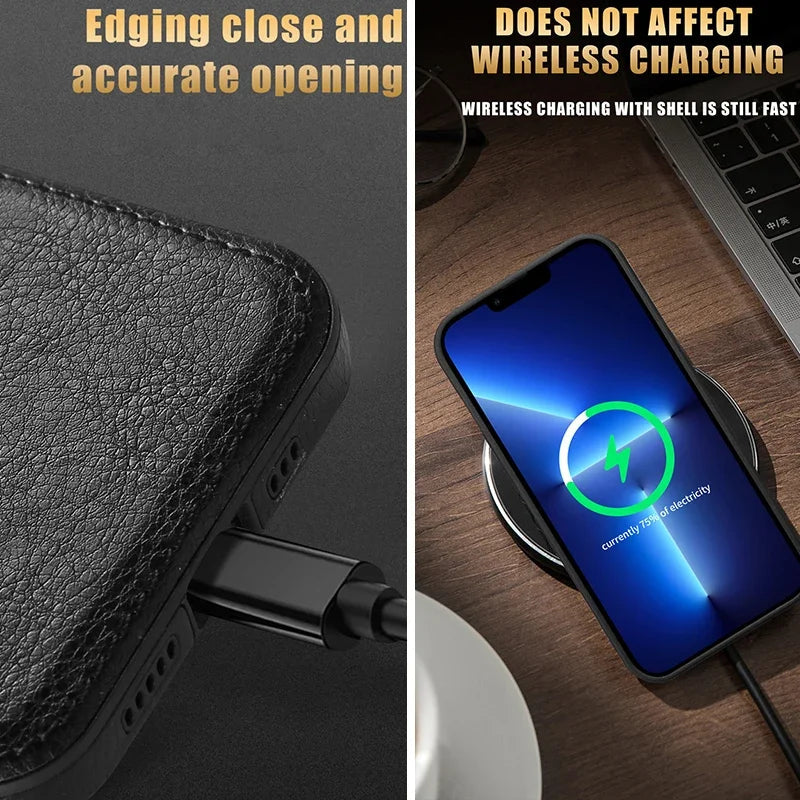 High Quality PU Leather Case for Apple iPhone 17 Pro Max 11 12 13 14 15 16 Plus Logo View Luxury Business Mobile Phone Cover TechVisio