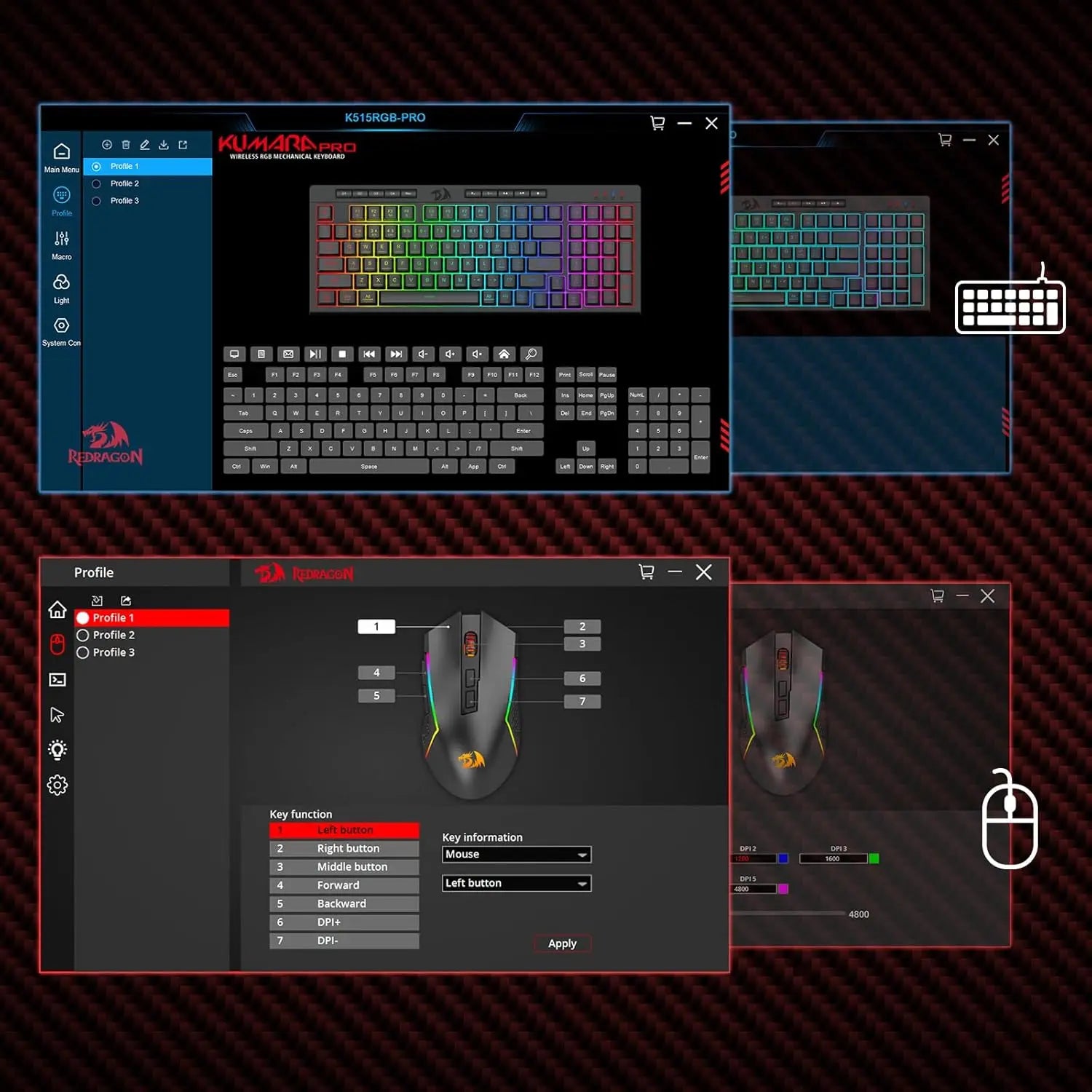 Redragon S142 Gaming Tastatur-Maus-Kombination – Kabellos, RGB, 98 Tasten, 5 DPI, Win & Mac