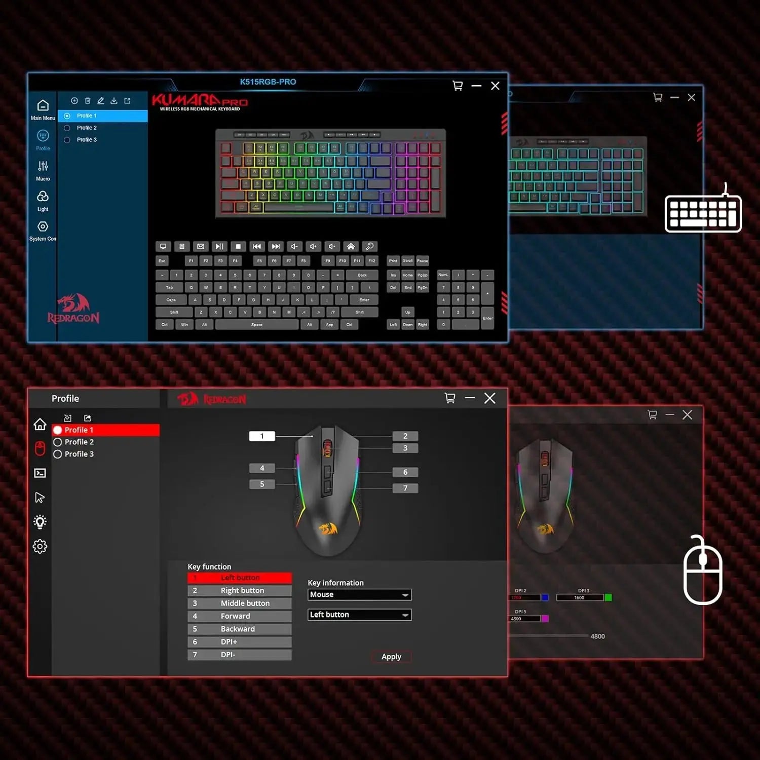 Combo Clavier Souris Gaming Redragon S142 – Sans Fil, RGB, 98 Touches, 5 DPI, Win & Mac TechVisio