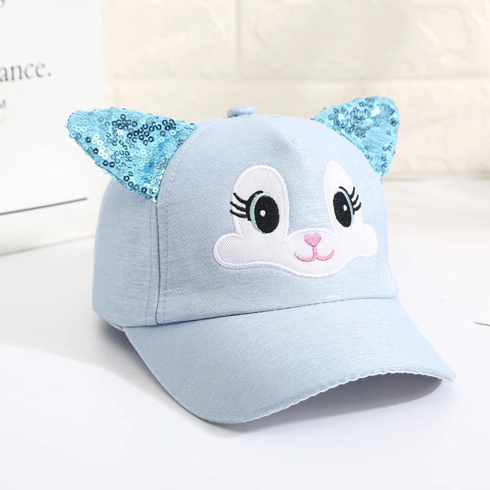 Summer Children's Caps New Cute Cartoon Cat Ear Girls Hats Adjustable Baseball Cap For Kids Children Girl Sun Hat 2-8 Years TechVisio