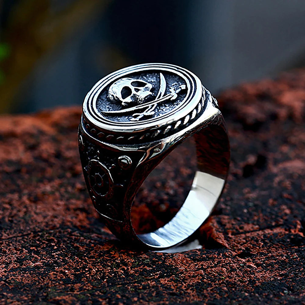Bague Crâne Gothique Acier 316L – Style Punk Viking