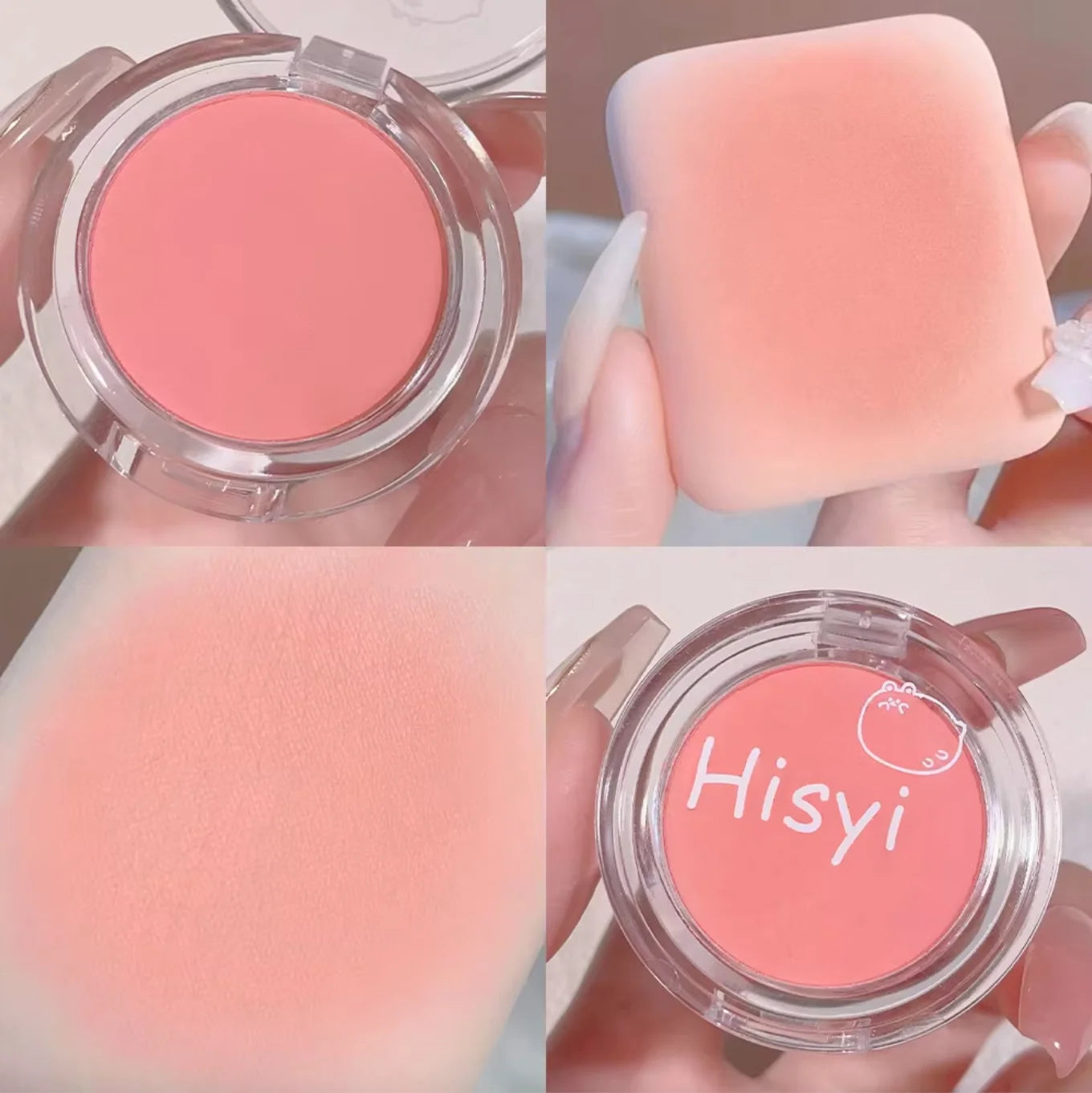 Daily single-color blush - Blush with a subtle wine-like sheen, fine glittering, natural color palette, pure makeup allure TechVisio