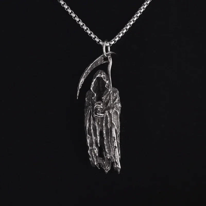 Hell Death Scythe Necklace Pendant Gothic Mysterious Devil Necklace Men\'s Personality Punk Retro Halloween Trend Jewelry TechVisio