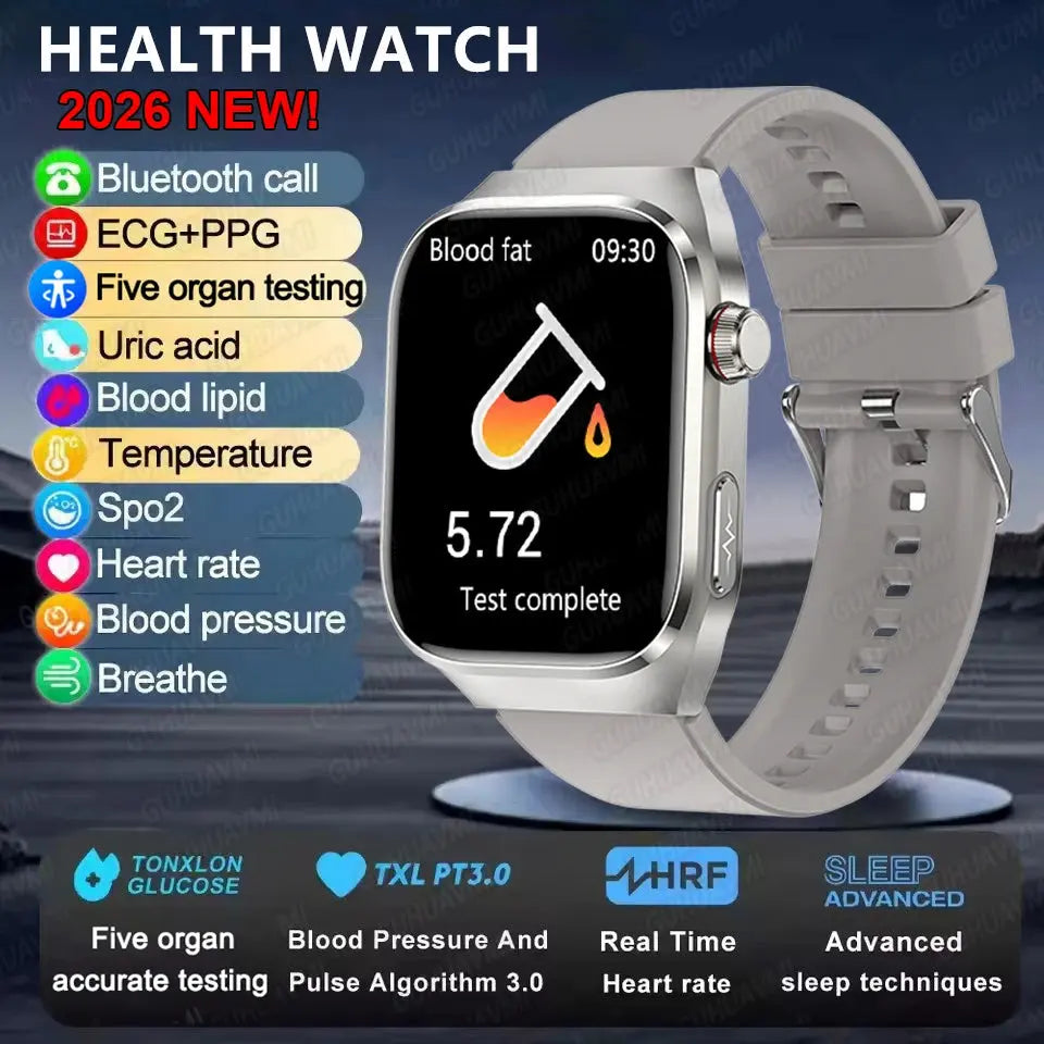 Montre Connectée Santé IA – ECG, SpO2, AMOLED, IP68 TechVisio