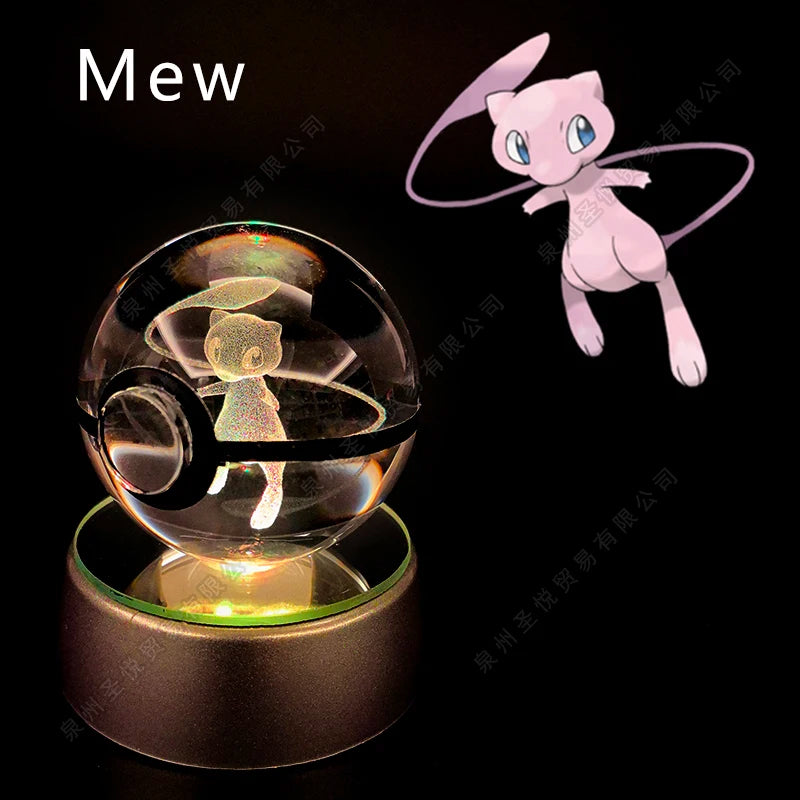 Boule de Cristal Pokémon 3D LED – 36 Personnages, Socle Lumineux, Cadeau