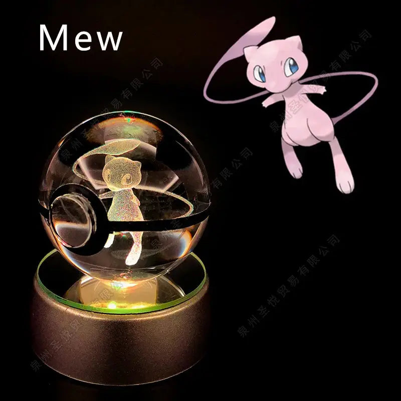 Boule de Cristal Pokémon 3D LED – 36 Personnages, Socle Lumineux, Cadeau TechVisio