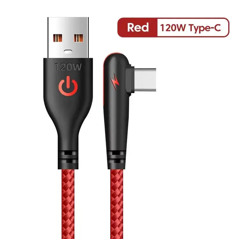 Câble USB-C Coudé 90° NNBILI – 120W | Nylon Tressé | Gaming TechVisio