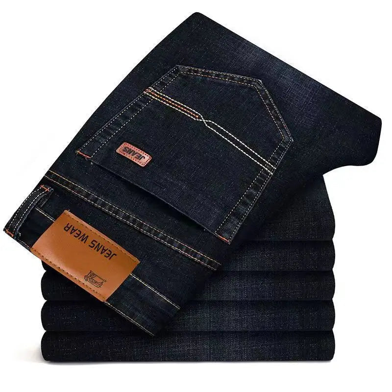 2025 New Business Men's Jeans Casual Comfortable Straight Stretch Fashion male Classic Premium Blue Black Denim trousers TechVisio