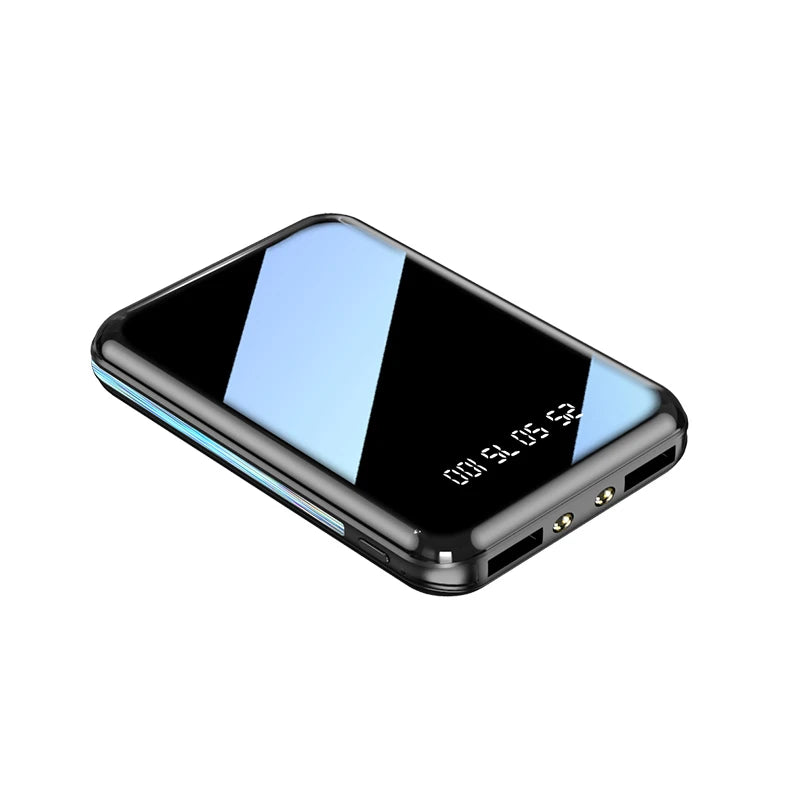 Batterie Externe Mini 20000mAh Écran Miroir LED – Double USB, Torche, 5 Coloris