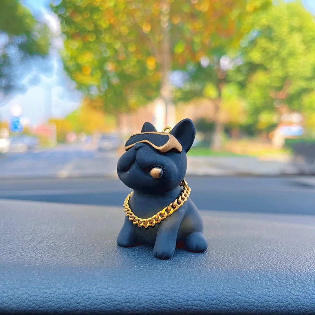Figurine Bulldog Résine Tableau de Bord – Déco Voiture, 3 Coloris