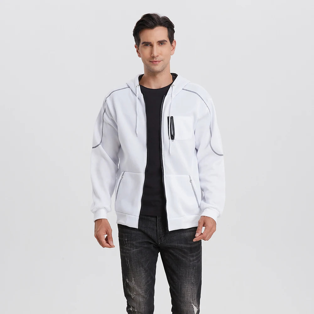 Men's Full Zip Hoodie Jacket Hooded Plain Pocket Sports Outdoor Daily Sports Hot Stamping Designer Basic Casual Sweatshirts TechVisio