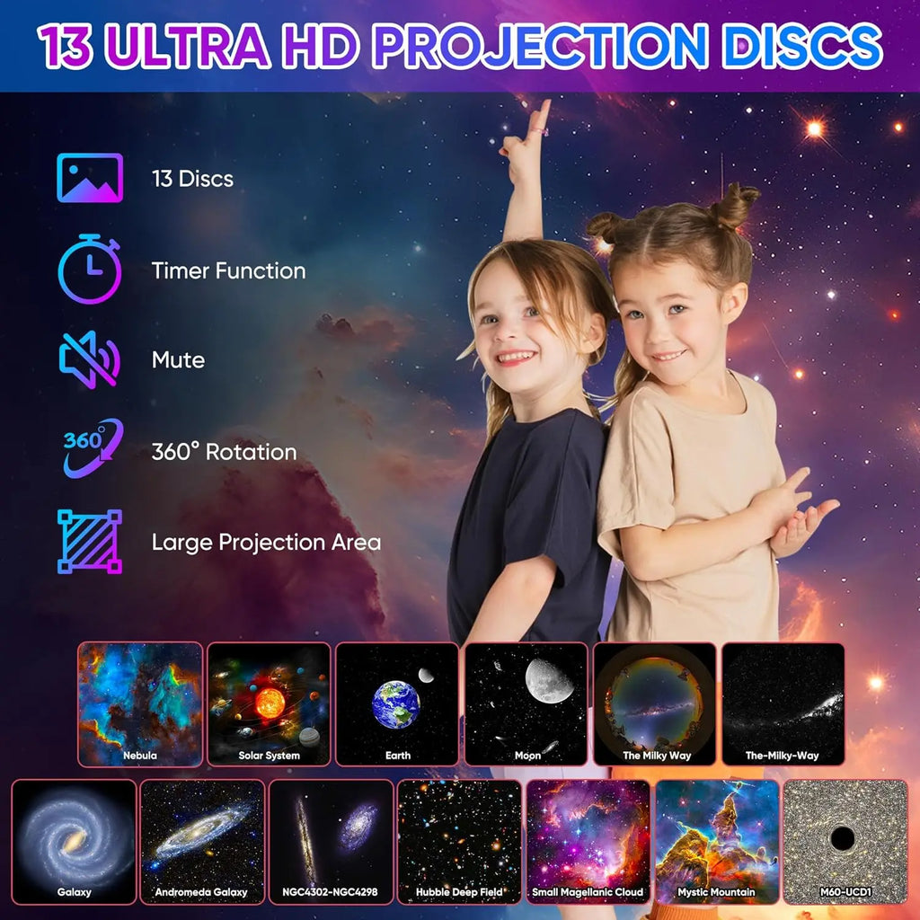 Mexllex – Projecteur Planétarium 13-en-1 LED HD 360°