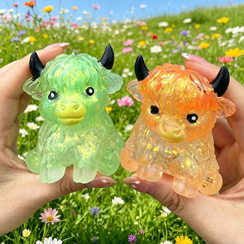 Cute Maltose Squishy Glitter Highland Cow Squeeze Toys Soft Animal Slow Rising Anti Stress Relieve Anxiety Sensory Fidget Toy TechVisio