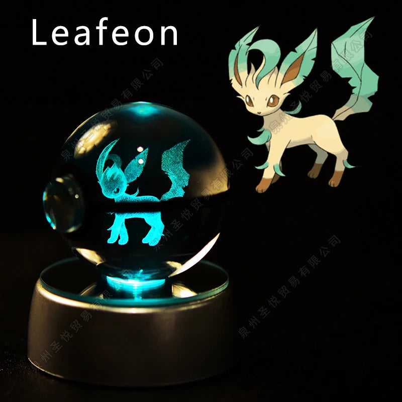 Boule de Cristal Pokémon 3D LED – 36 Personnages, Socle Lumineux, Cadeau