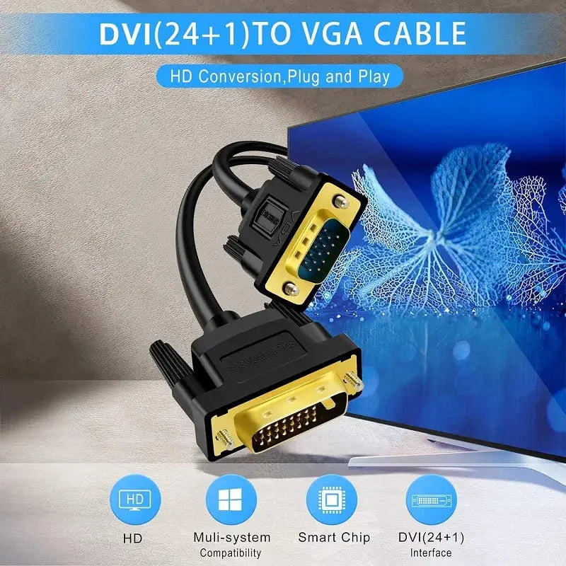 Câble DVI-D vers VGA SHULIANCABLE – 1080P | Plug & Play | 1m à 5m TechVisio