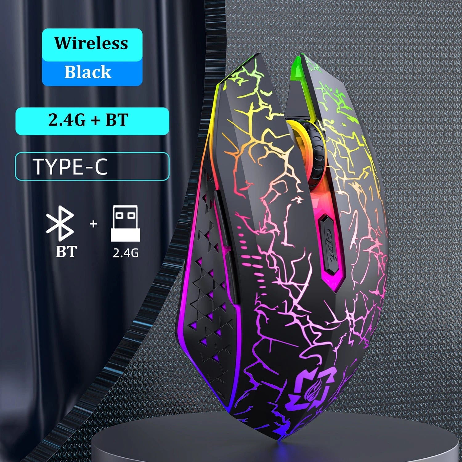RGB Gaming Mouse Bluetooth Mouse 2.4G Wireless Mouse Ergonomic 1600DPI 6 Mute Buttons Mouse For MacBook Tablet Laptops Computer TechVisio