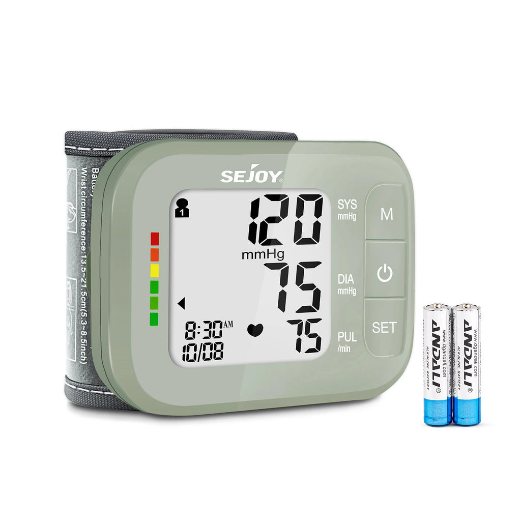 Sejoy Handgelenk-Blutdruckmessgerät – Medizinische Qualität, LCD-Display, 120 Speicherplätze, CE & RoHS