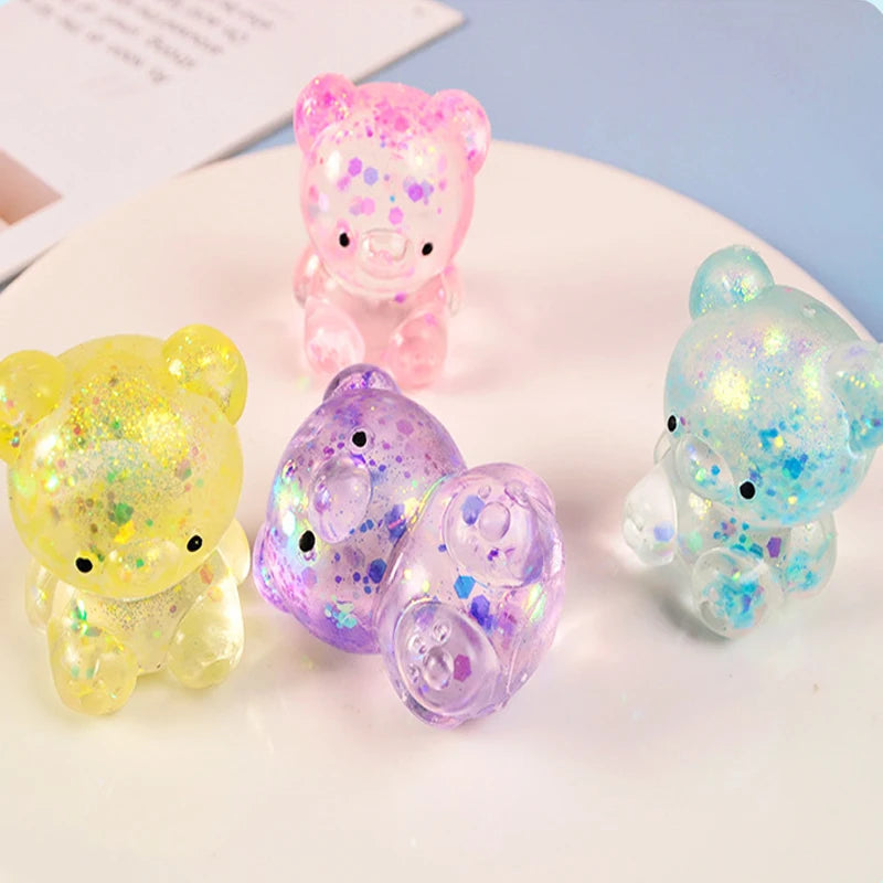 Squishy ours gummy pailleté anti-stress – couleur aléatoire, lot de 1, 2 ou 3