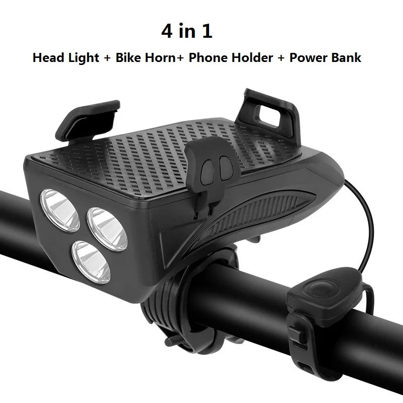 Fahrradhalterung GOLDFOX 4-in-1 – LED 400lm | Hupe 130dB | Akku 4000mAh