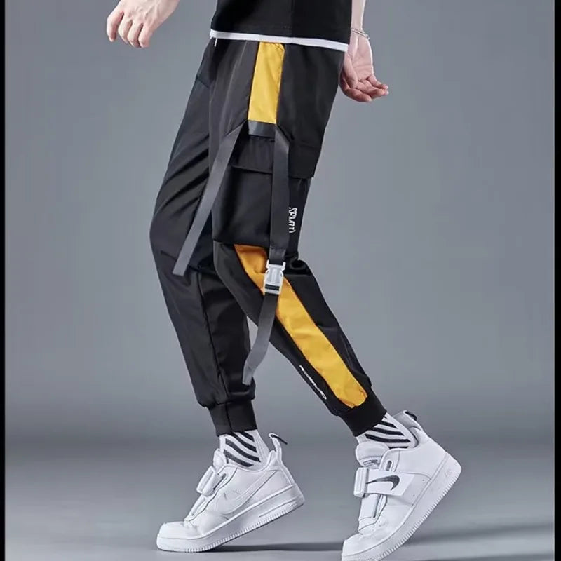 Classic Streetwear Casual Men Ribbons Harem Jogging Pants Male Slim Fit Spring Cargo Pants Multi-Pockets Women Trousers K94 TechVisio