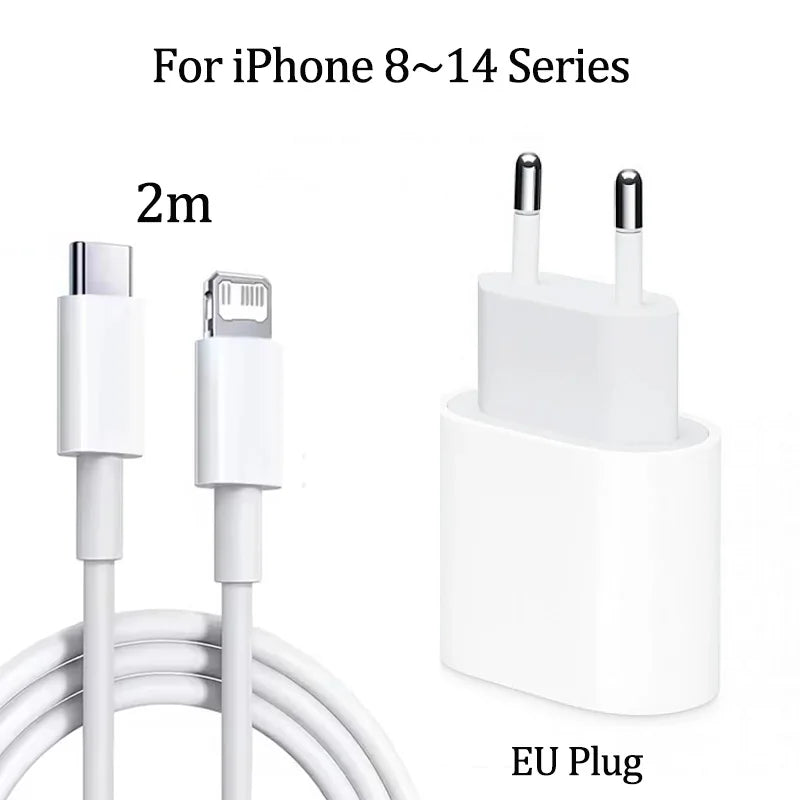 Chargeur iPhone 20W USB-C KEAI – Charge Rapide + Câble Inclus
