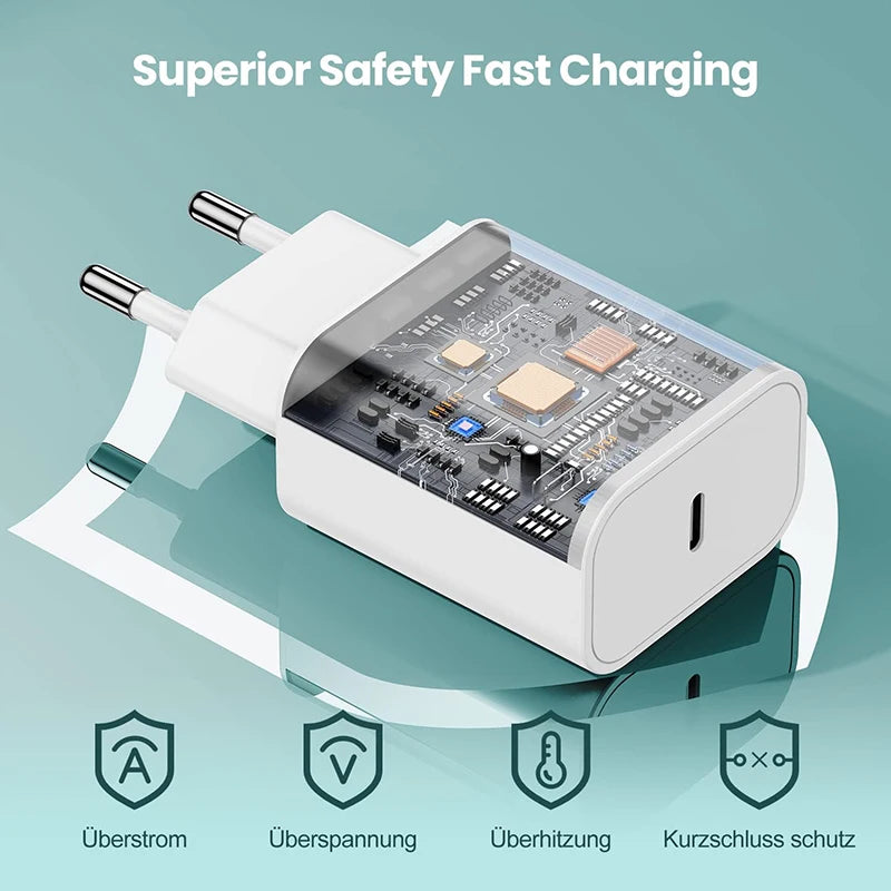 Câble & Chargeur USB-C Rapide 45W – Compatible iPhone 17→11, Samsung, Xiaomi | GaN PD QC