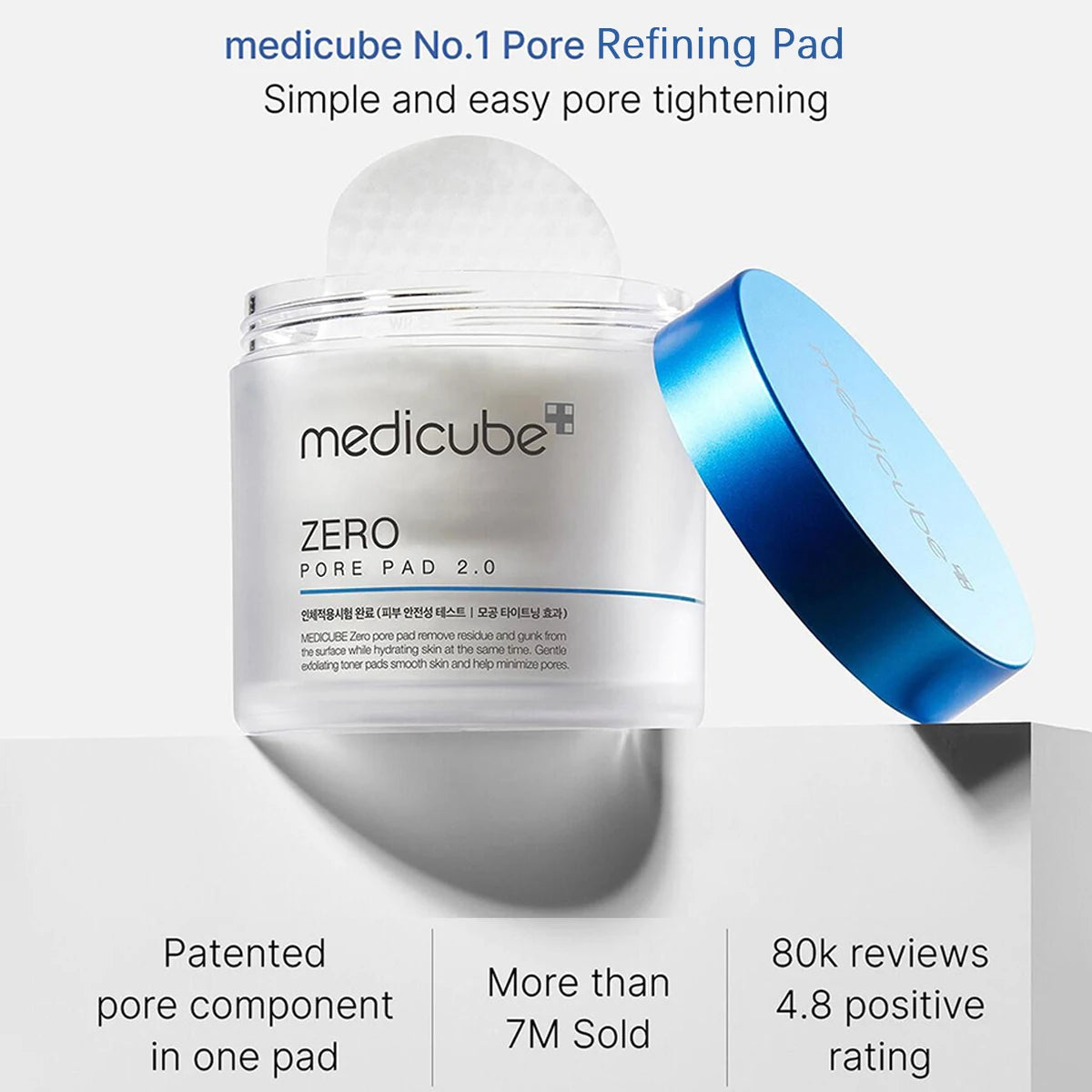 Medicube ZERO PORE PAD 2.0,Pre-Soaked Dual-Texture Cotton Pads,Hydrating&Soothing Formula,Korean Skincare,K-Beauty,Korean Makeup TechVisio