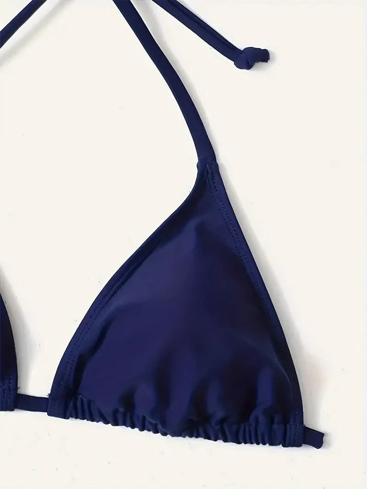 Swimwear Thong Bikini Set Sexy New Navy Blue Swimsuits Woman Sexy Bathing Suits Bikinis Triangle Bandage Female Beachwear TechVisio