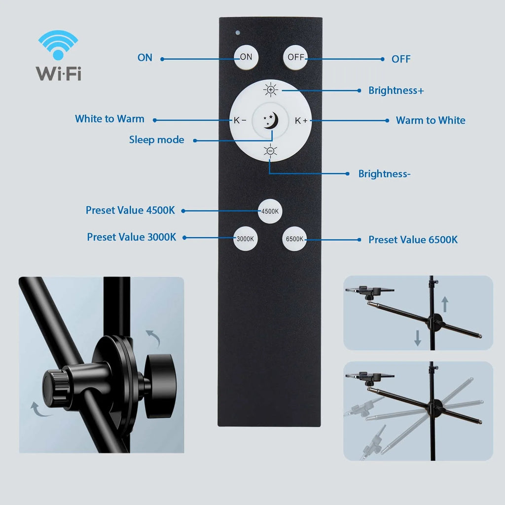 Studio TechVisio LED Panel – Bi-Color 3000-6500K | Long Arm | Tripod