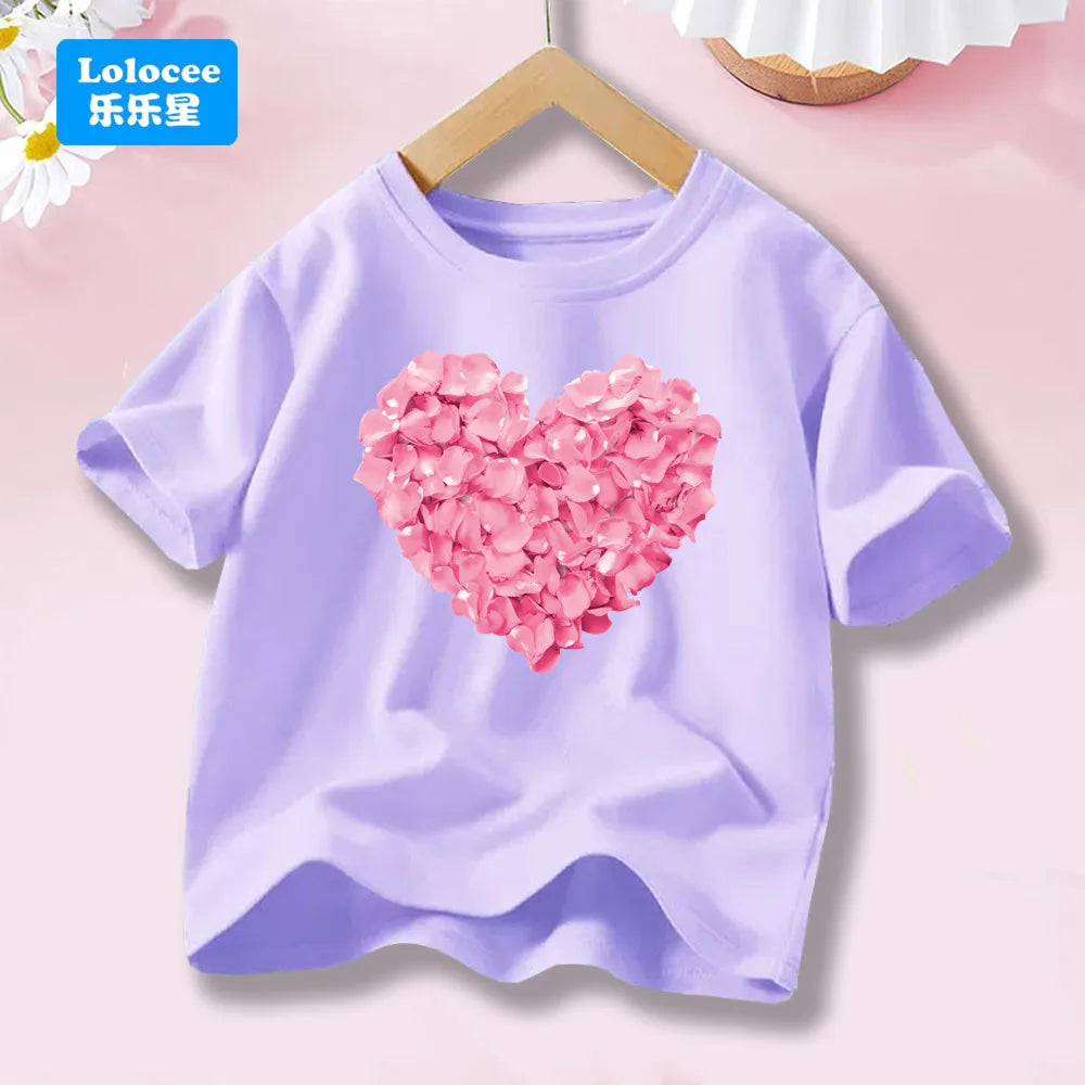 Cute Cat with Bow Print Girls T Shirt Kids Summer Short Sleeve Cotton T-shirt Kawaii Top Tee for Baby Girl 3-14y MM1 TechVisio