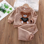 New Winter Baby Girls Boys Homewear Sets Autumn Fashion Flannel Fleece Clothes Kids Cartoon Bear Sleepwear Children Pajamas TechVisio