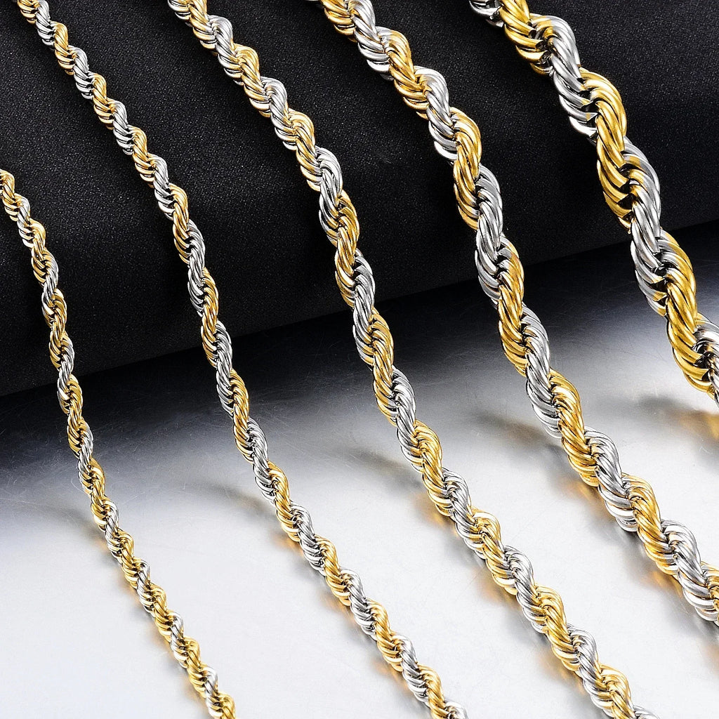 Chaîne Corde Acier Inoxydable – Waterproof | 4 Couleurs & 5 Largeurs