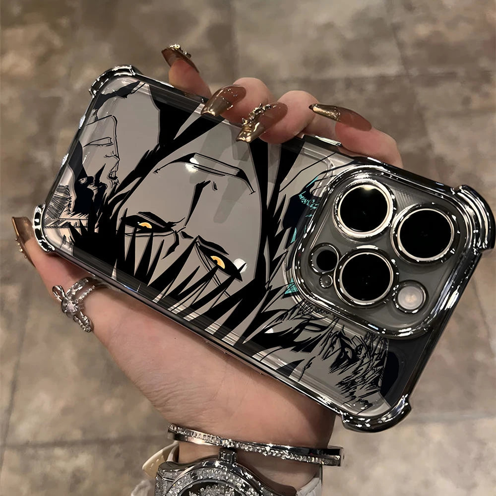 New HotAnime Cool BLEACH Plating Case For iPhone 16 15 14 13 12 11 Pro Max X XR XSMax 7 8 6 Plus Anti-Fall Airabag Back Cover TechVisio