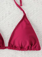 Women Thong Bikini Set Side Lace-up Sexy Swimsuit Bandage Neck Tie Swimwear Adjustable Brazilian Style Bikini Underwear TechVisio