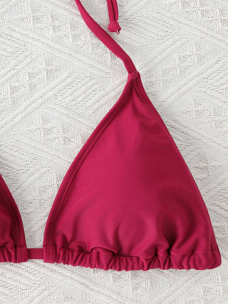 Women Thong Bikini Set Side Lace-up Sexy Swimsuit Bandage Neck Tie Swimwear Adjustable Brazilian Style Bikini Underwear TechVisio