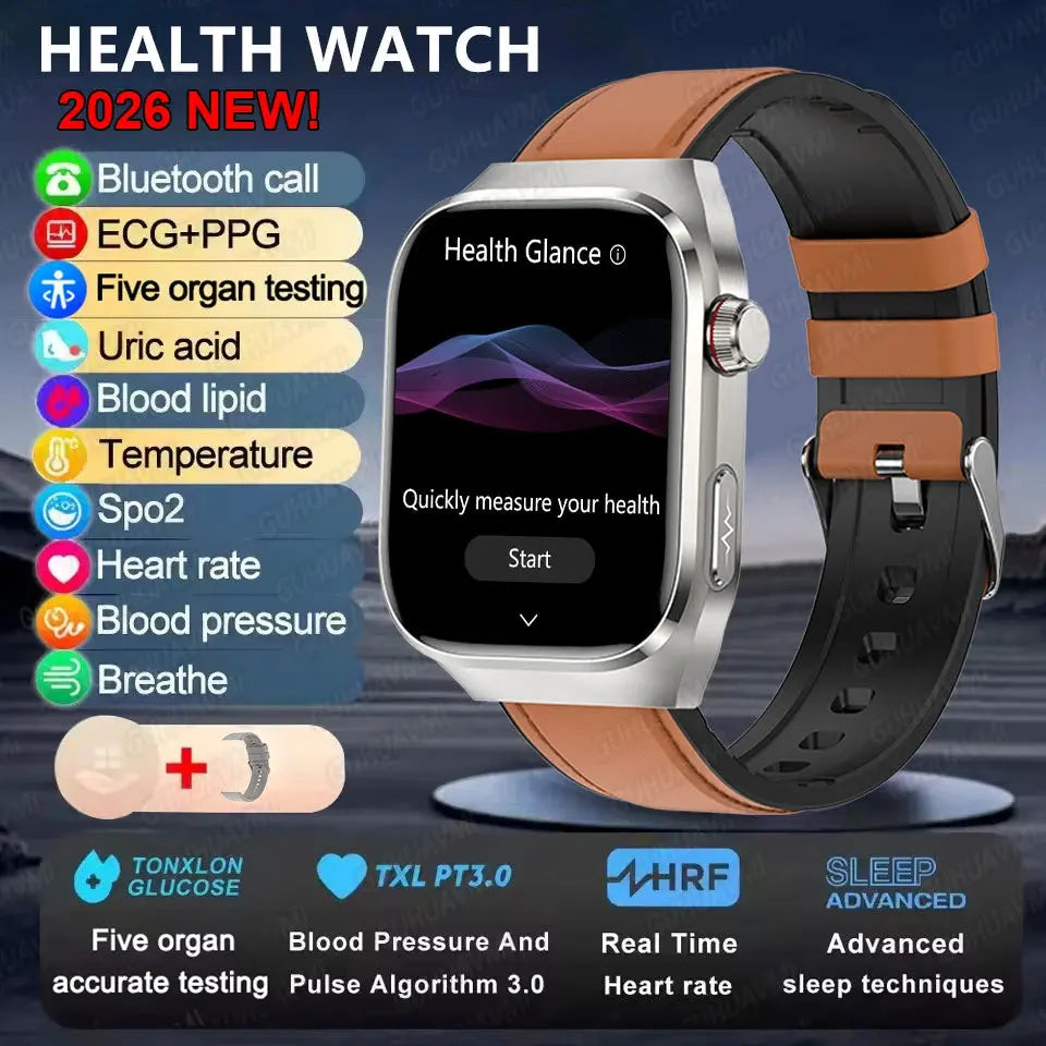 Montre Connectée Santé IA – ECG, SpO2, AMOLED, IP68 TechVisio