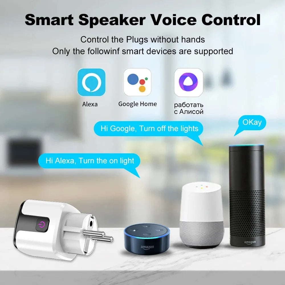 Tuya Smarte Steckdose 20A WiFi+BT – 20A | Stromverbrauchsmessung | Alexa Google Home