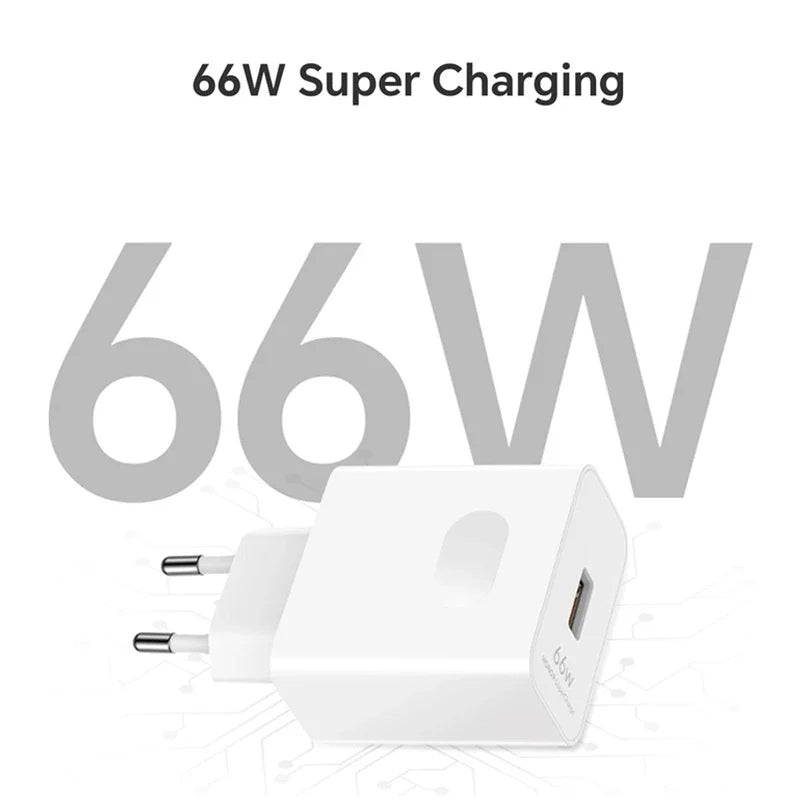 6A 66W Super Fast EU Wall Charger For Huawei Mate 40 50 60 P50 Nova 8 9 10 Honor 90 100 X7 X8 X9 Magic Type C Charging USB Cable TechVisio