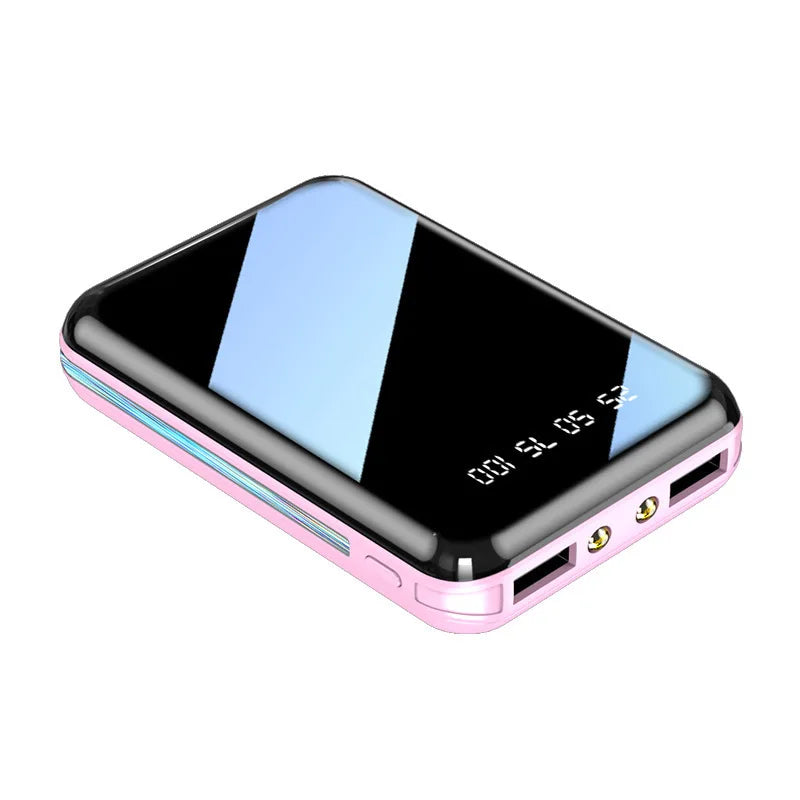 Batterie Externe Mini 20000mAh Écran Miroir LED – Double USB, Torche, 5 Coloris