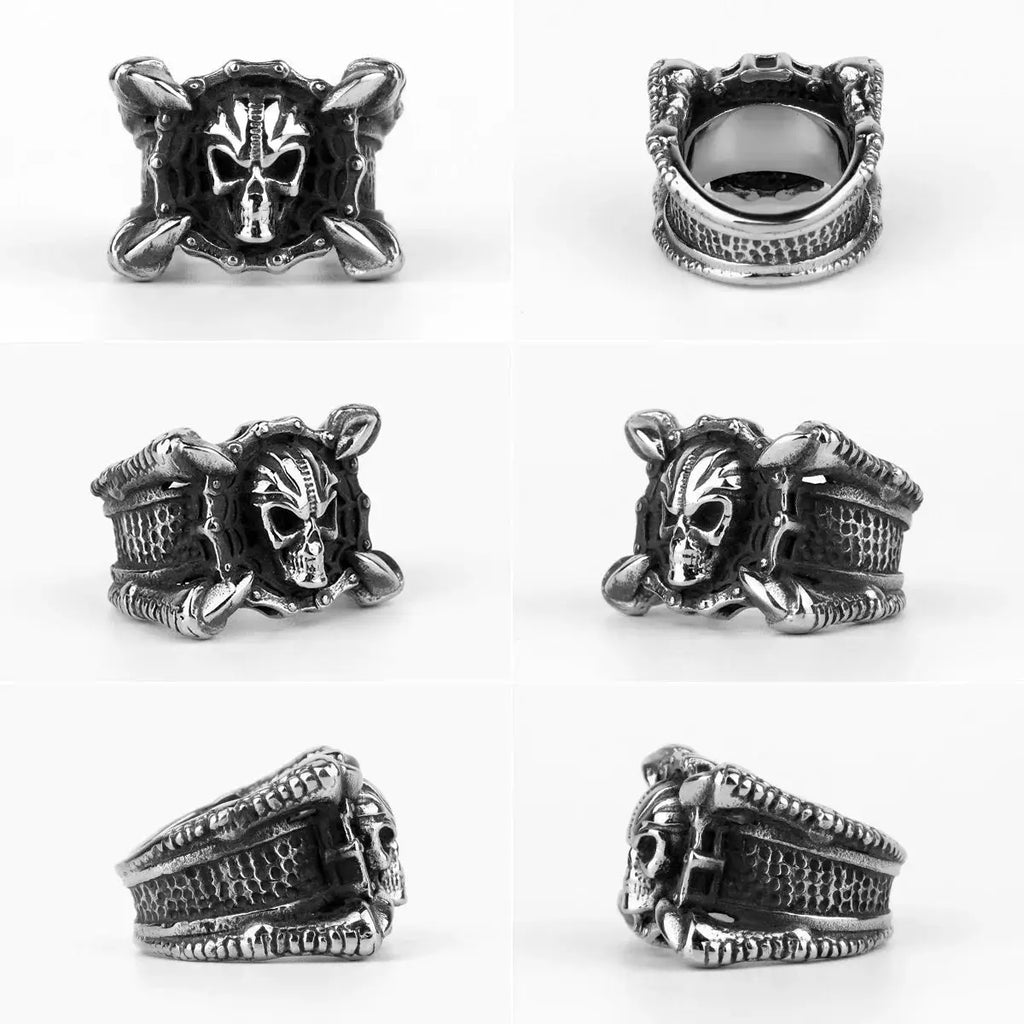 Bague Crâne Griffe de Dragon Metal Town