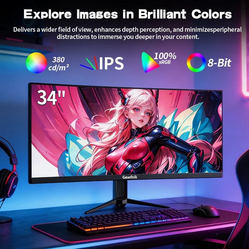 Gawfolk GF340B – Moniteur Ultrawide 34" IPS 165Hz WQHD