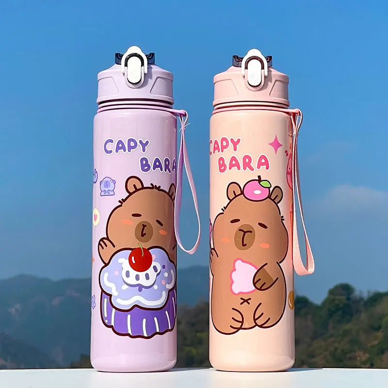 Gourde Capybara 750ml – Paille, Portable, Outdoor