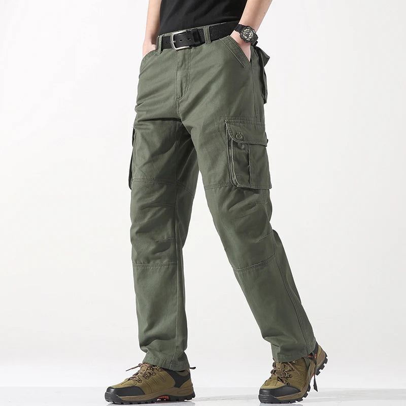 Male Cargo Pants Tactical Cotton Overalls Outdoor Utility Work Trousers Relaxed Fit Big Size Hombre Clothing TechVisio