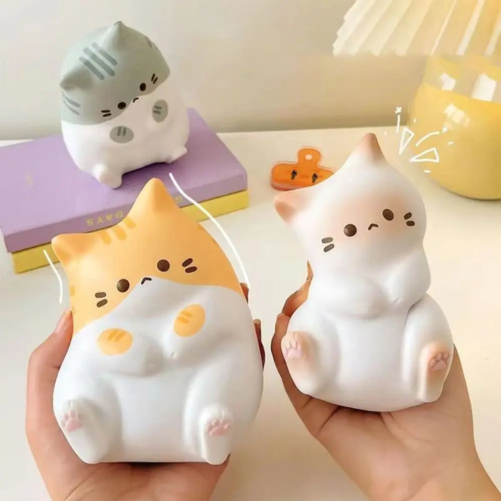 Squishy chat cartoon en PU – à mémoire de forme lente, anti-stress, 3 couleurs
