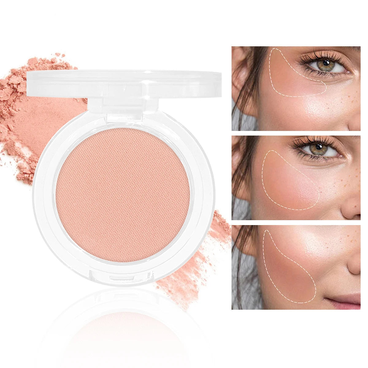 Daily single-color blush - Blush with a subtle wine-like sheen, fine glittering, natural color palette, pure makeup allure TechVisio