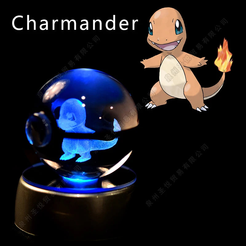 Boule de Cristal Pokémon 3D LED – 36 Personnages, Socle Lumineux, Cadeau