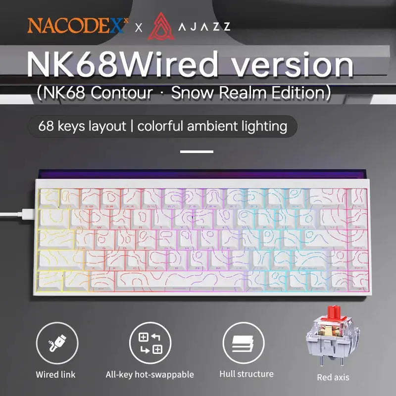AJAZZ NK68 – Clavier Mécanique 68 Touches Hot-Swap RGB TechVisio