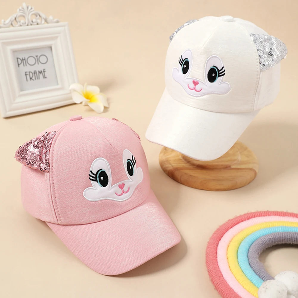 Summer Children's Caps New Cute Cartoon Cat Ear Girls Hats Adjustable Baseball Cap For Kids Children Girl Sun Hat 2-8 Years TechVisio