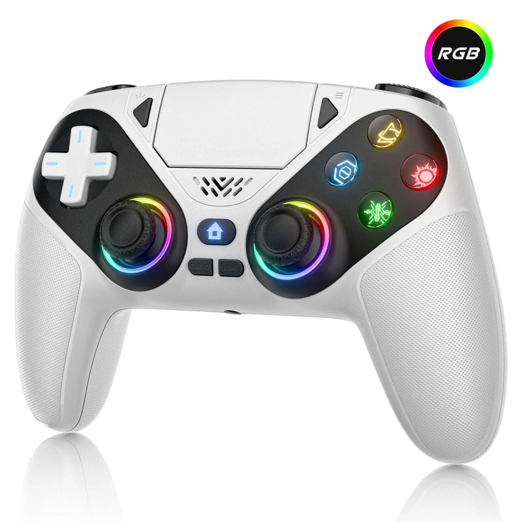 Gamromb Wireless RGB PS5/PC Controller – 6-Axis Gyroscope, Anti-Drift, Turbo, Macro